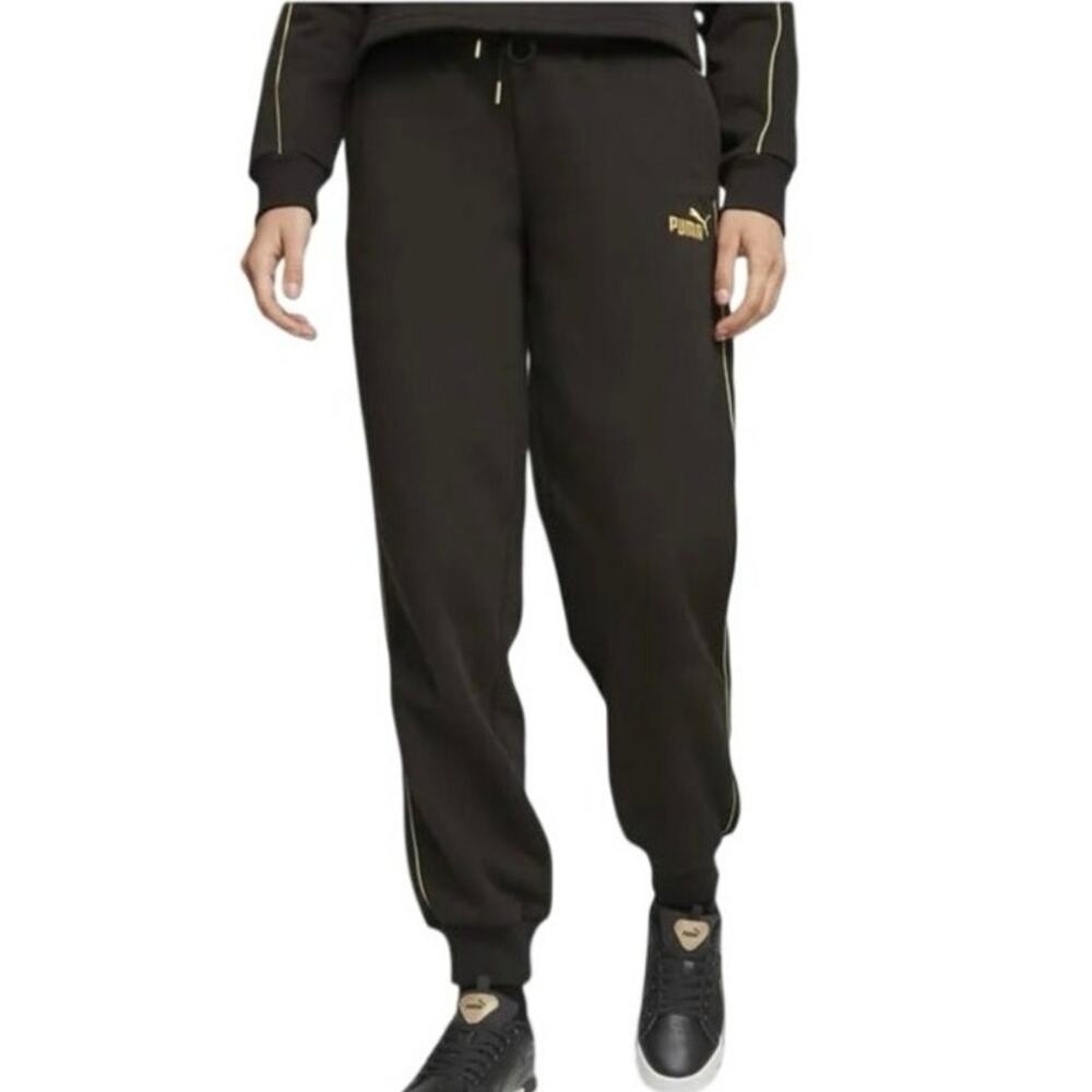 Puma Comfort Fit Sweatpants, Black & Gold, Women's Size XL NWT